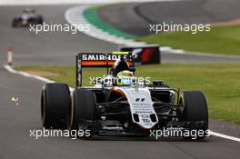 Sergio Perez (MEX) Sahara Force India F1 VJM09. 08.07.2016. Formula 1 World Championship, Rd 10, British Grand Prix, Silverstone, England, Practice Day.