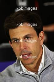 Toto Wolff (GER) Mercedes AMG F1 Shareholder and Executive Director in the FIA Press Conference. 08.07.2016. Formula 1 World Championship, Rd 10, British Grand Prix, Silverstone, England, Practice Day.