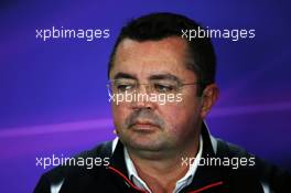 Eric Boullier (FRA) McLaren Racing Director in the FIA Press Conference. 08.07.2016. Formula 1 World Championship, Rd 10, British Grand Prix, Silverstone, England, Practice Day.