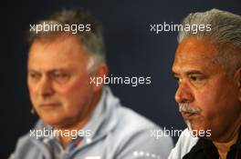 Dr. Vijay Mallya (IND) Sahara Force India F1 Team Owner and Dave Ryan (NZL) Manor Racing Racing Director in the FIA Press Conference. 08.07.2016. Formula 1 World Championship, Rd 10, British Grand Prix, Silverstone, England, Practice Day.