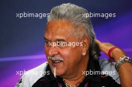 Dr. Vijay Mallya (IND) Sahara Force India F1 Team Owner in the FIA Press Conference. 08.07.2016. Formula 1 World Championship, Rd 10, British Grand Prix, Silverstone, England, Practice Day.