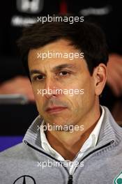 Toto Wolff (GER) Mercedes AMG F1 Shareholder and Executive Director in the FIA Press Conference. 08.07.2016. Formula 1 World Championship, Rd 10, British Grand Prix, Silverstone, England, Practice Day.