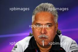 Dr. Vijay Mallya (IND) Sahara Force India F1 Team Owner in the FIA Press Conference. 08.07.2016. Formula 1 World Championship, Rd 10, British Grand Prix, Silverstone, England, Practice Day.