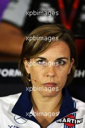 Claire Williams (GBR) Williams Deputy Team Principal in the FIA Press Conference. 08.07.2016. Formula 1 World Championship, Rd 10, British Grand Prix, Silverstone, England, Practice Day.