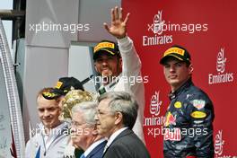 Race winner Lewis Hamilton (GBR) Mercedes AMG F1 celebrates on the podium. 10.07.2016. Formula 1 World Championship, Rd 10, British Grand Prix, Silverstone, England, Race Day.