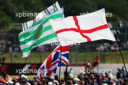 Fans and flags. 10.07.2016. Formula 1 World Championship, Rd 10, British Grand Prix, Silverstone, England, Race Day.