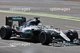 Race winner Lewis Hamilton (GBR) Mercedes AMG F1 W07 Hybrid celebrates at the end of the race. 10.07.2016. Formula 1 World Championship, Rd 10, British Grand Prix, Silverstone, England, Race Day.