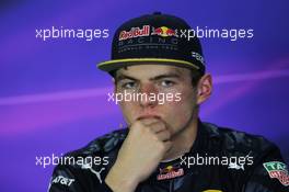 Max Verstappen (NLD) Red Bull Racing in the FIA Press Conference. 10.07.2016. Formula 1 World Championship, Rd 10, British Grand Prix, Silverstone, England, Race Day.
