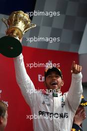 1st place for Lewis Hamilton (GBR) Mercedes AMG F1 W07 . 10.07.2016. Formula 1 World Championship, Rd 10, British Grand Prix, Silverstone, England, Race Day.