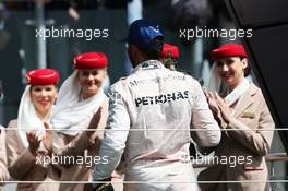 Race winner Lewis Hamilton (GBR) Mercedes AMG F1 celebrates on the podium. 10.07.2016. Formula 1 World Championship, Rd 10, British Grand Prix, Silverstone, England, Race Day.