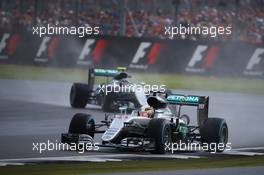 Lewis Hamilton (GBR) Mercedes AMG F1 W07  and Nico Rosberg (GER) Mercedes AMG Petronas F1 W07. 10.07.2016. Formula 1 World Championship, Rd 10, British Grand Prix, Silverstone, England, Race Day.
