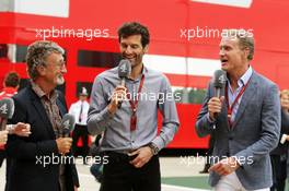 (L to R): Eddie Jordan (IRE) with Mark Webber (AUS) Porsche Team WEC Driver / Channel 4 Presenter and David Coulthard (GBR) Red Bull Racing and Scuderia Toro Advisor / Channel 4 F1 Commentator. 09.07.2016. Formula 1 World Championship, Rd 10, British Grand Prix, Silverstone, England, Qualifying Day.