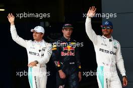Pole for Lewis Hamilton (GBR) Mercedes AMG F1 W07 , 2nd for Nico Rosberg (GER) Mercedes AMG Petronas F1 W07 and 3rd for Max Verstappen (NLD) Red Bull Racing RB12. 09.07.2016. Formula 1 World Championship, Rd 10, British Grand Prix, Silverstone, England, Qualifying Day.