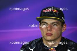 Max Verstappen (NLD) Red Bull Racing in the FIA Press Conference. 09.07.2016. Formula 1 World Championship, Rd 10, British Grand Prix, Silverstone, England, Qualifying Day.