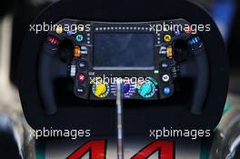 The steering wheel of Lewis Hamilton (GBR) Mercedes AMG F1 W07 Hybrid. 09.07.2016. Formula 1 World Championship, Rd 10, British Grand Prix, Silverstone, England, Qualifying Day.