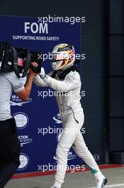 Lewis Hamilton (GBR) Mercedes AMG F1 celebrates his pole position in parc ferme. 09.07.2016. Formula 1 World Championship, Rd 10, British Grand Prix, Silverstone, England, Qualifying Day.