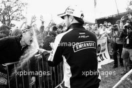 Sergio Perez (MEX) Sahara Force India F1 at the Sahara Force India F1 Team Fan Zone at Woodlands Campsite. 09.07.2016. Formula 1 World Championship, Rd 10, British Grand Prix, Silverstone, England, Qualifying Day.