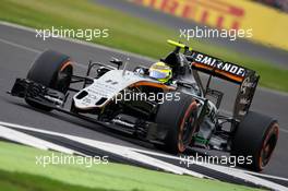 Sergio Perez (MEX) Sahara Force India F1 VJM09. 09.07.2016. Formula 1 World Championship, Rd 10, British Grand Prix, Silverstone, England, Qualifying Day.