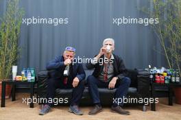 (L to R): Johnny Herbert (GBR) Sky Sports F1 Presenter with Damon Hill (GBR) Sky Sports Presenter at the Sahara Force India F1 Team Fan Zone at Woodlands Campsite. 09.07.2016. Formula 1 World Championship, Rd 10, British Grand Prix, Silverstone, England, Qualifying Day.