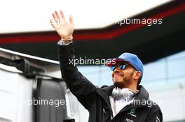 Lewis Hamilton (GBR) Mercedes AMG F1 on the drivers parade. 10.07.2016. Formula 1 World Championship, Rd 10, British Grand Prix, Silverstone, England, Race Day.