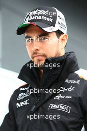 Sergio Perez (MEX) Sahara Force India F1. 10.07.2016. Formula 1 World Championship, Rd 10, British Grand Prix, Silverstone, England, Race Day.