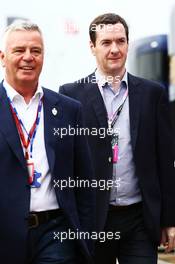 (L to R): Derek Warwick (GBR) with George Osborne MP (GBR) Chancellor of the Exchequer. 10.07.2016. Formula 1 World Championship, Rd 10, British Grand Prix, Silverstone, England, Race Day.