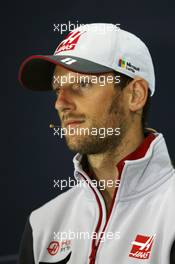 Romain Grosjean (FRA) Haas F1 Team in the FIA Press Conference. 07.07.2016. Formula 1 World Championship, Rd 10, British Grand Prix, Silverstone, England, Preparation Day.
