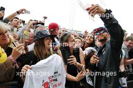 Lewis Hamilton (GBR) Mercedes AMG F1 with fans. 07.07.2016. Formula 1 World Championship, Rd 10, British Grand Prix, Silverstone, England, Preparation Day.