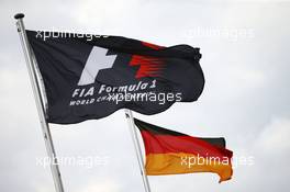 F1 and German flags. 29.07.2016. Formula 1 World Championship, Rd 12, German Grand Prix, Hockenheim, Germany, Practice Day.