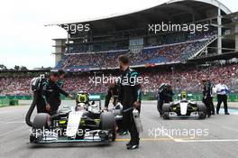 Lewis Hamilton (GBR) Mercedes AMG F1 W07  and Nico Rosberg (GER) Mercedes AMG Petronas F1 W07. 31.07.2016. Formula 1 World Championship, Rd 12, German Grand Prix, Hockenheim, Germany, Race Day.