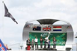 The podium (L to R): Daniel Ricciardo (AUS) Red Bull Racing, second; Lewis Hamilton (GBR) Mercedes AMG F1, race winner; Max Verstappen (NLD) Red Bull Racing, third. 31.07.2016. Formula 1 World Championship, Rd 12, German Grand Prix, Hockenheim, Germany, Race Day.