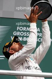 Race winner Lewis Hamilton (GBR) Mercedes AMG F1 celebrates on the podium. 31.07.2016. Formula 1 World Championship, Rd 12, German Grand Prix, Hockenheim, Germany, Race Day.