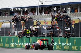Daniel Ricciardo (AUS) Red Bull Racing RB12 celebrates his second position at the end of the race. 31.07.2016. Formula 1 World Championship, Rd 12, German Grand Prix, Hockenheim, Germany, Race Day.
