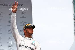 Race winner Lewis Hamilton (GBR) Mercedes AMG F1 celebrates on the podium. 31.07.2016. Formula 1 World Championship, Rd 12, German Grand Prix, Hockenheim, Germany, Race Day.