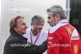 (L to R): Emerson Fittipaldi (BRA) with Pasquale Lattuneddu (ITA) of the FOM and Maurizio Arrivabene (ITA) Ferrari Team Principal. 30.07.2016. Formula 1 World Championship, Rd 12, German Grand Prix, Hockenheim, Germany, Qualifying Day.