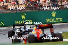 Lewis Hamilton (GBR) Mercedes AMG F1 W07 Hybrid leads Daniel Ricciardo (AUS) Red Bull Racing RB12. 30.07.2016. Formula 1 World Championship, Rd 12, German Grand Prix, Hockenheim, Germany, Qualifying Day.