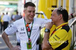 (L to R): Stoffel Vandoorne (BEL) McLaren Test and Reserve Driver with Frederic Vasseur (FRA) Renault Sport F1 Team Racing Director. 30.07.2016. Formula 1 World Championship, Rd 12, German Grand Prix, Hockenheim, Germany, Qualifying Day.