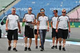 Romain Grosjean (FRA) Haas F1 Team walks the circuit with the team. 28.07.2016. Formula 1 World Championship, Rd 12, German Grand Prix, Hockenheim, Germany, Preparation Day.