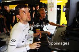 Jolyon Palmer (GBR) Renault Sport F1 Team and team mate Kevin Magnussen (DEN) Renault Sport F1 Team. 22.07.2016. Formula 1 World Championship, Rd 11, Hungarian Grand Prix, Budapest, Hungary, Practice Day.