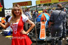 Grid girl for Pascal Wehrlein (GER) Manor Racing MRT05. 24.07.2016. Formula 1 World Championship, Rd 11, Hungarian Grand Prix, Budapest, Hungary, Race Day.