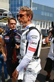 Jenson Button (GBR) McLaren on the grid. 24.07.2016. Formula 1 World Championship, Rd 11, Hungarian Grand Prix, Budapest, Hungary, Race Day.