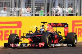 Daniel Ricciardo (AUS) Red Bull Racing RB12 celebrates his third position at the end of the race. 24.07.2016. Formula 1 World Championship, Rd 11, Hungarian Grand Prix, Budapest, Hungary, Race Day.