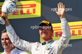 Nico Rosberg (GER) Mercedes AMG F1 celebrates his second position on the podium. 24.07.2016. Formula 1 World Championship, Rd 11, Hungarian Grand Prix, Budapest, Hungary, Race Day.