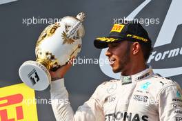 Race winner Lewis Hamilton (GBR) Mercedes AMG F1 celebrates on the podium. 24.07.2016. Formula 1 World Championship, Rd 11, Hungarian Grand Prix, Budapest, Hungary, Race Day.