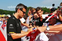 Jolyon Palmer (GBR) Renault Sport F1 Team signs autographs for the fans. 23.07.2016. Formula 1 World Championship, Rd 11, Hungarian Grand Prix, Budapest, Hungary, Qualifying Day.