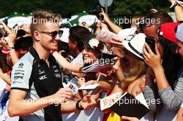 Nico Hulkenberg (GER) Sahara Force India F1 signs autographs for the fans. 23.07.2016. Formula 1 World Championship, Rd 11, Hungarian Grand Prix, Budapest, Hungary, Qualifying Day.