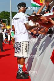 Lewis Hamilton (GBR) Mercedes AMG F1 with fans. 23.07.2016. Formula 1 World Championship, Rd 11, Hungarian Grand Prix, Budapest, Hungary, Qualifying Day.