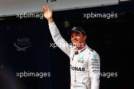 Nico Rosberg (GER) Mercedes AMG Petronas F1 W07 celebrates his pole position in parc ferme. 23.07.2016. Formula 1 World Championship, Rd 11, Hungarian Grand Prix, Budapest, Hungary, Qualifying Day.