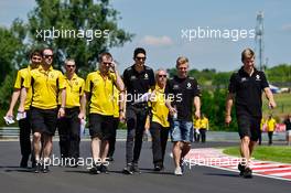 Esteban Ocon (FRA) Renault Sport F1 Team Test Driver and Kevin Magnussen (DEN) Renault Sport F1 Team walk the circuit with the team. 21.07.2016. Formula 1 World Championship, Rd 11, Hungarian Grand Prix, Budapest, Hungary, Preparation Day.