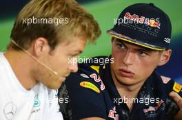 (L to R): Nico Rosberg (GER) Mercedes AMG F1 and Max Verstappen (NLD) Red Bull Racing in the FIA Press Conference. 21.07.2016. Formula 1 World Championship, Rd 11, Hungarian Grand Prix, Budapest, Hungary, Preparation Day.